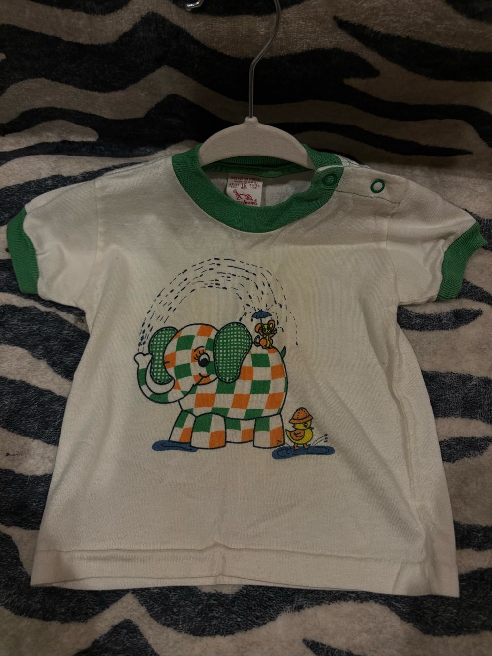 VTG Buster Brown Patchwork Elephant Ringer Tee 18M USA Made